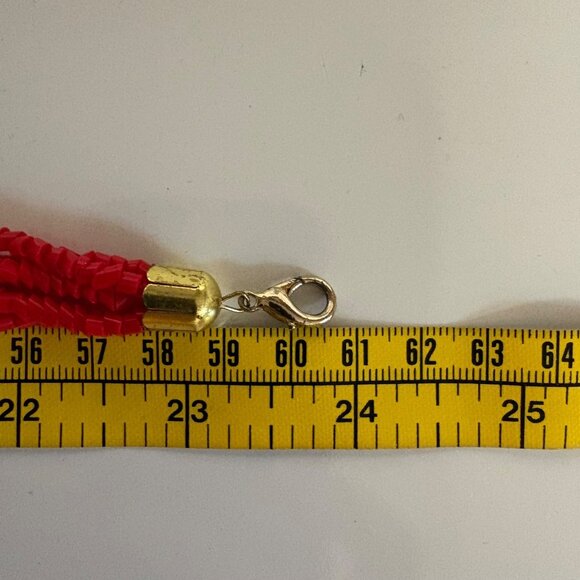 Vintage Red Bohemian Glass Bead Necklace Multi Strand Statement Jewelry - Picture 6 of 6